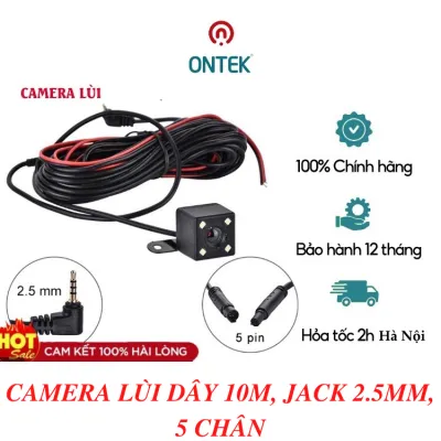 Camera lùi dây dài 10m cho camera Hành Trình ô tô xe du lịch xe tải camera sau Loại Jack 5 Chân Kèm Dây có hồng ngoại