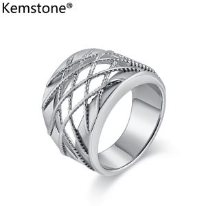 Kemstone Stainless Steel Womens 18K Gold Plated Hollow Out Ring Jewelry
