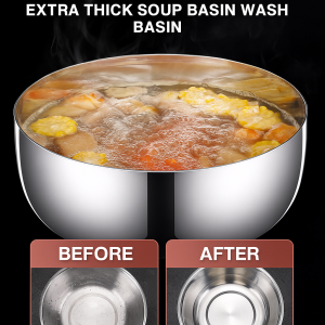 Dishwasher Antimicrobial Extra Thick Antibacterial Stainless Steel Wash Basin Round and Smooth