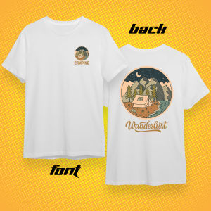 Camping V.2 เสื้อยืด  ผ้า PREMIUM  COTTON 100%  COMB 30 สีดำ ขาว