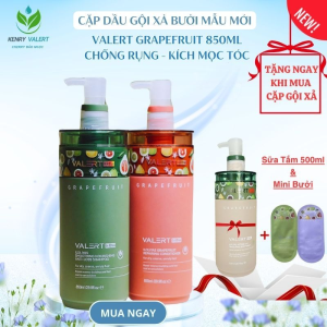 Dầu gội xả bưởi grapefruit valert chống rụng tóc - kích thích mọc tóc phục hồi tóc 850ml