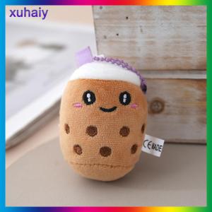 xuhaiy 1 Piece Stuffed Boba Doll Kawaii Backpack Bag Decor 8cm Cute Bubble Tea Keychain Soft Plush Toy Pendant Kids Birthday Gift