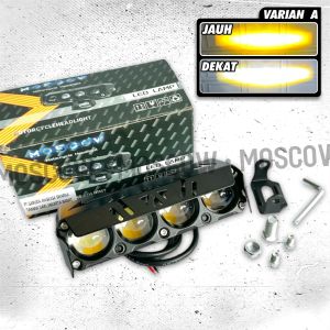 LAMPU TEMBAK FOGLAMP LASER SQL 4 MATA TANPA KIPAS BODY BESI WATERPROOF LAMPU SOROT UTAMA HEADLAMP MOTOR MOBIL FUSO TRUK CONTAINER LED 4 MATA + BAUT BREKET PNP HIGH LOW JAUH DEKAT PUTIH KUNING DOUBLE COLOR ORIGINAL MOSCOW PREMIUM SUPER TERANG