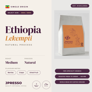 JPRESSO Specialty Ethiopia Lekempti I Arabica Coffee Bean I Medium Roast I 250G / 500G I Roast To Order