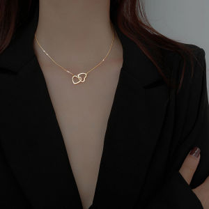 Silver Color Double Heart Choker Necklace for Women Girl Party Clavicle Chain Necklace Gifts Jewelry