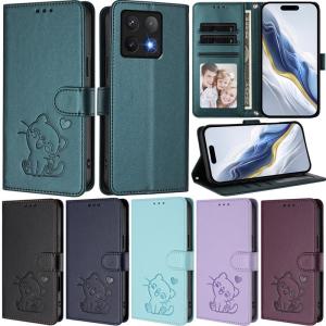 Cute Cat Leather Flip Wallet Phone Case For Xiaomi 13T Pro 12T 11T 11 Lite Poco X3 NFC M5s 4G Card Slots Wrist Strap Cover Bag