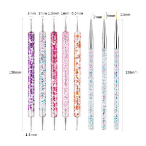 Nail Art Brush Set Dotting Pen Nail Drawing Painting Brush Acrylic Handle Jewelry Beads Sequin Pick Up Pen Nail Brushes Manicure Tools Kit