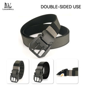 LouisWill Men Belt Outdoor Tactical Belt Double-Sided Use Adjustable Belt Rotating Buckle Nylon Waistband Two-Color Belt Youth Sports Canvas Pant Belt Simple Nice Waistband Nylon