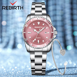 REBIRTH Jam Tangan Wanita 2022 Terbaru Mode Luxury Baja Tahan Karat Kasual Anti Air Jam Tangan Cewek Gelang Hadiah