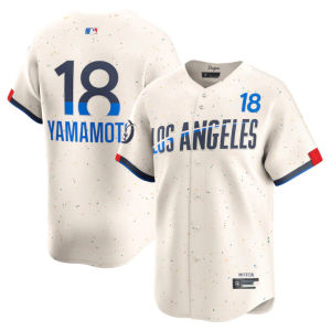 In-stock MLB Dodgers 17 # OHTANI Shohei City Edition Off-White Embroidered Baseball Jacket Wholesale