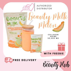 Dear Face Beauty Milk Premium Melon/Strawberry/Lychee Collagen Glutathione Drink Anti-Aging 10 Sachets Original