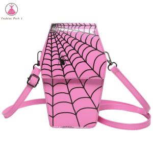 【HOT】Gothic Coffin Shape Shoulder Bag for Women Adjustable Strap Crossbody Bag PU Leather for Halloween Cosplay