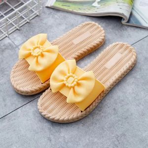 Summer new Korean slippers for women fashionable and versatile internet famous Instagram home anti slip ultra soft bathroom slippers bow tie womens outdoor slippers beach slippers