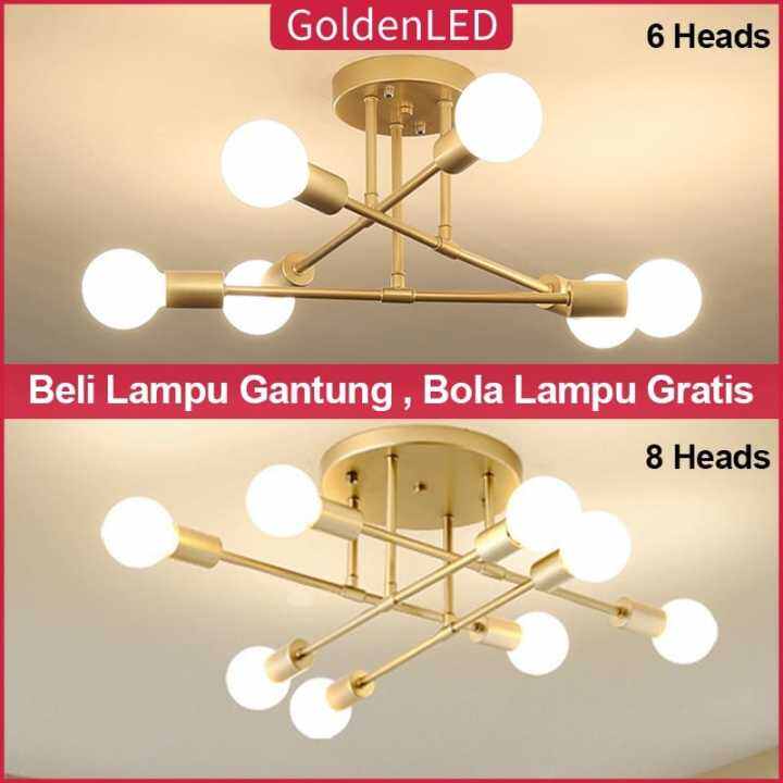 Golden Led Lampu Gantung Lampu Hias Rumah Led E Industrial Bahan Besi Untuk Plafon Ruang