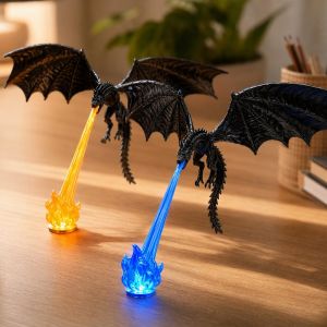 Home&Life.8 3D Printed Fire Breathing Dragon Book Nook Lamp Adjustable Brightness USB Powered Shelf Decor