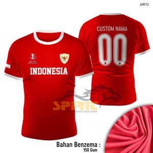 kaos jersi bolah timnas indonesi terbaru custom free custom nama dan no punggung kaos pria wanita bahan drifit benzema sablon DTF BEBAS CUSTOM