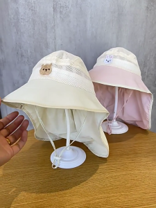 Bé Mũ ngư dân nhanh chóng làm khô trẻ em lưới Mũ tai bèo Toddler Chống Nắng Mũ ngư dân mũ có vành che cổ hat con phụ kiện