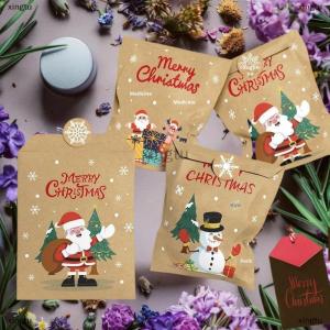 [COD] xingtu 24pcs Kraft Paper Bags Envelope Christmas Gift Bags With Stickers Candy Cookie Packaging New Year Party Favor Bags DIY