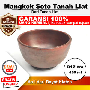 Mangkok Tanah Liat Asli Gerabah Gelas Mangkuk Tradisional - D 12 cm - V 450 ml