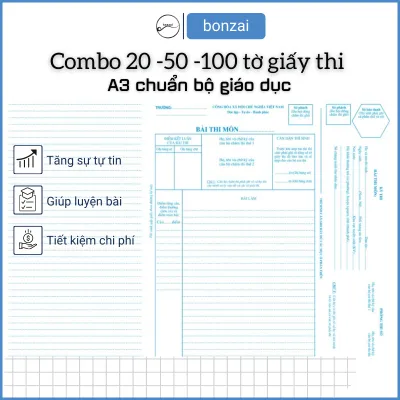 Combo Giấy Thi Đại Học Giấy Thi Chuẩn Bộ Giáo Dục Khổ A3 Dùng Viết Luyện Thi.