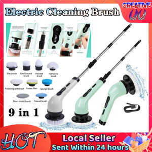 [SG READY STOCK]9 in 1 Portable Electric Cleaning Brush Set Kit Replaceable Cleaning Heads Scrubber Electric Spin Scru