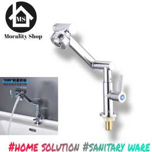 kran air tanam meja wastafel chrome robot bisa putar 360 derajat minimalis F78CR 1/2 inch