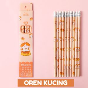 Pensil HB Karakter / Pensil Kayu Murah Isi 10 / Pensil alat tulis anak SD Ada Penghapus