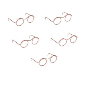 SCXXCXVVBB 5PCS Miniature Miniature Doll Eyewear Metal Black Frame Doll Mini Glasses Cute Toys Decoration Frame Lensless Miniature Eyewear Kids Gift