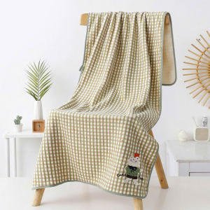 Khăn tắm cotton thêu hình thú dễ thương dày dặn siêu thấm hút kích thước 70*140CM - Phụ Kiện
