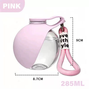 2-in-1 Portable Dog Water Bottle 285ml Leak-Proof Pet Water Bottle with Foldable Bowl & Lanyard BPA-Free for Dogs Outdoor Walks & Travel