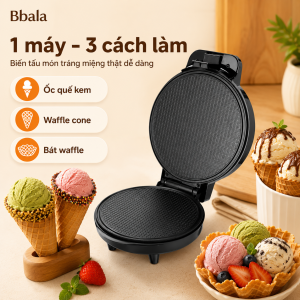 Máy làm kem ốc quế điện với con lăn Waffle hình nón và bát Maker không dính Waffle nướng sắt máy thép không gỉ