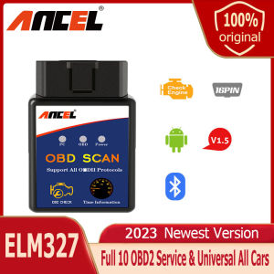 Ancel ELM327 Car OBD2 Scanner for Android Device Check Engine Read Clean Fault Code Voltage Meter Fuel Consumption Water Temperature Display EOBD Code Reader For Universal All Cars 1.5V via Bluetooth Auto Scan