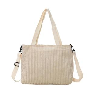 Crossbody Tote Bag for Women Girl Casual Handbag Corduroy Shoulder Bag Large Capacity Messenger Bag Black/Khaki/Beige