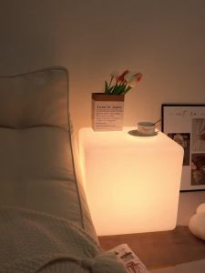 Square Floor Lamp Living Room Bedroom Ins Style Ambience Light Simple Modern Multi-Functional Integrated Bedside Table Lamp