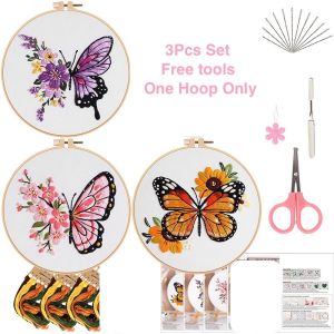 Embroidery Kit Butterfly DIY Embroidery Kit Embroidery Set Beginner Handmade Sewing Needlework Cross Stitch 手工DIY刺绣材料包蝴蝶