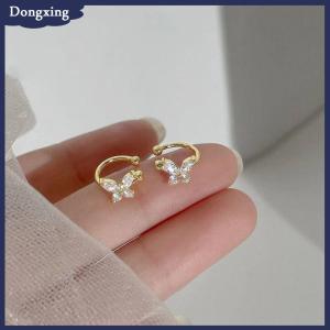 dongxing 1 cặp shinning Zircon lớn nhỏ bướm Tai Clip bông tai pha lê không xuyên Tai Cuff phụ nữ giả xuyên tai bọc