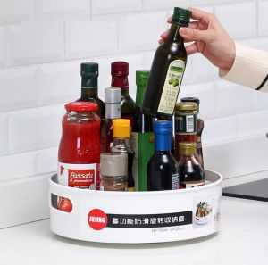 360 Degree Rotating Non-Slip Storage Tray Multifunctional Plastic Cosmetic Storage Boxes Desktop Kithchen Organizer [LOCAL SELLER]