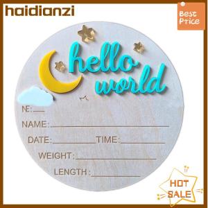 haidianzi กระดานไม้แจ้งเตือนทารกแรกเกิด Hello World น่ารักประกาศคลอด