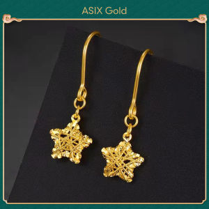 ASIX GOLD ต่างหูจี้รูปดาวชุบทอง 24K ต่างหูผู้หญิงมีสไตล์ ต่างหูนำโชค จะไม่เปลี่ยนเป็นสีดำ จะไม่ลอก