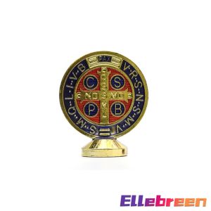 Ellebreen St. Benedict with Stand 55mm*45mm for Car Decoration Accessories Small Gift