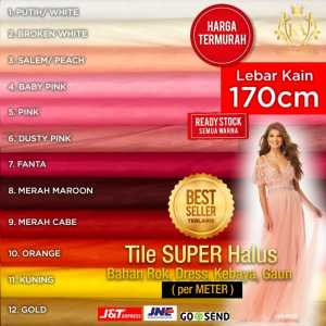 Kain TILE HALUS POLOS per 05m x 1.7m Soft Tille Warna Fanta