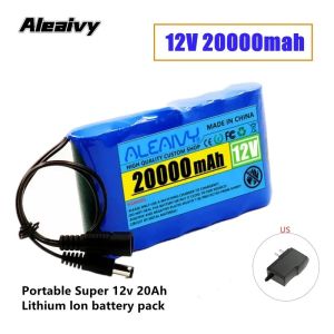 Aleaivy 12V 20000mah Portable Super Rechargeable Lithium-ion Battery Pack DC 12.6V 20Ah Camera Speaker Battery 2A Charger