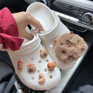 CX1TE8 Metal Capybara Shoe Decorations Resin Plush Shoe Charms Funny Three-dimensional Animal Shoe Accessories Girls