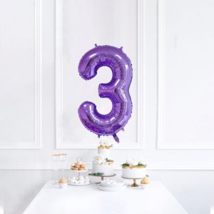 LD-C390 Balon Foil Angka 0-9 Warna Ungu Balon Angka Polos / Balon Ulang Tahun Perlengkapan Ultah