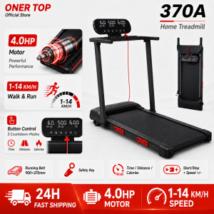Foldable Electric Treadmill 3.5HP 1–14 km/h Adjustable Speed Remote Control & Safety Key Home Fitness Equipment 370A