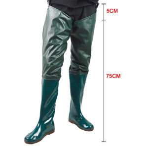 Nylon Fly Fishing Hip Waders Boots With Cleated Soles 80cm Height Waterproof Anti-slip Breathable PVC Rubber Size 37-43 For Hunting Outdoor