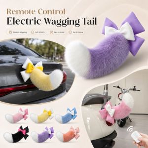 FLYING Fluffy Remote Control Electric Bicycle Tail Realistic Rechargeable Motorcycle Tail Ornament Cute Versatile Car Electric Wagging Tail All Vehicles