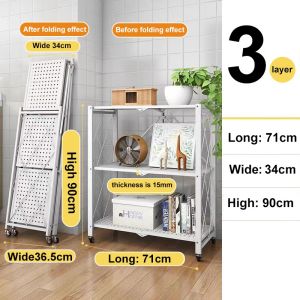 Rak Dapur Besi Lipat Serbaguna Dengan Roda Untuk Penyimpanan Dan Bisa Disusun