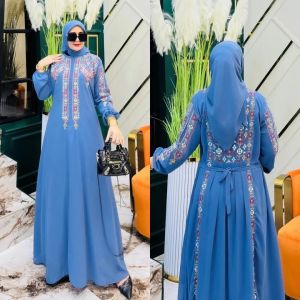 Alia Dress gamis brukat bordir 2025 terbaru lebaran mewah/dres bordir bunga timbul kondangan mewah kekinian/baju gamis ibu ibu elegan JUMBO
