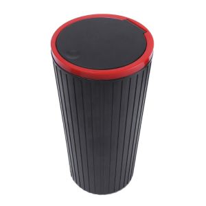 Car Cup-Shaped Trash Can ABS Push-Down Round Waterproof Car Trash Can with Sundries Bag Ashtray Universal Car Storage Box